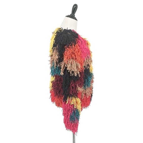 Alice and Olivia Fawn Rainbow Fringe Colorblock Jacket Size L NWT - Picture 10 of 13